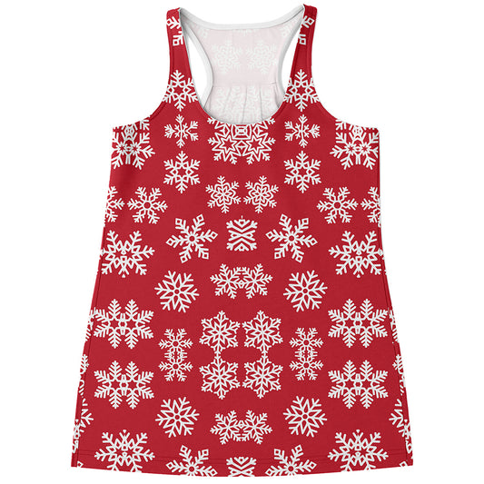 Merry Christmas Snowflakes Pattern Print Women's Racerback Tank Top