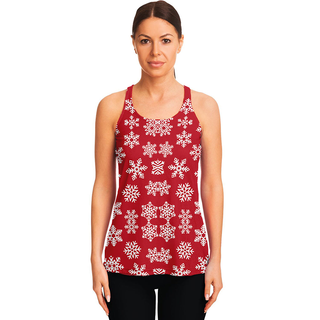 Merry Christmas Snowflakes Pattern Print Women's Racerback Tank Top