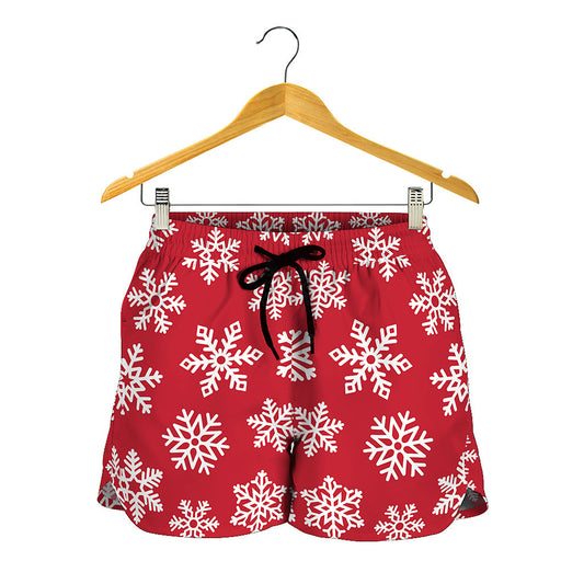 Merry Christmas Snowflakes Pattern Print Women's Shorts