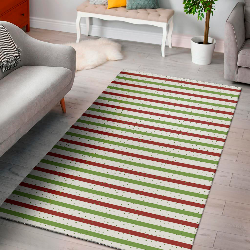 Merry Christmas Striped Pattern Print Area Rug