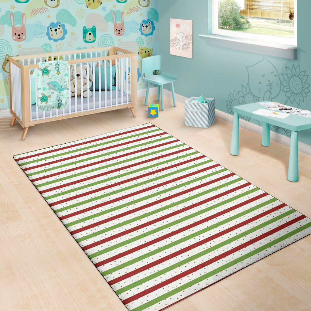 Merry Christmas Striped Pattern Print Area Rug
