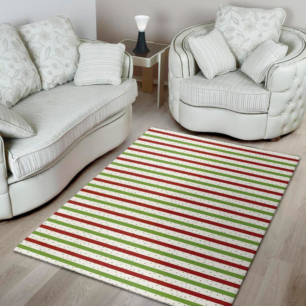 Merry Christmas Striped Pattern Print Area Rug