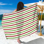 Merry Christmas Striped Pattern Print Beach Sarong Wrap