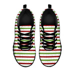 Merry Christmas Striped Pattern Print Black Sneakers