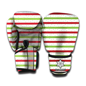 Merry Christmas Striped Pattern Print Boxing Gloves