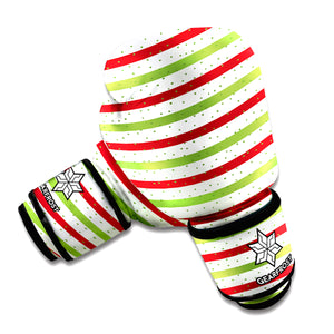 Merry Christmas Striped Pattern Print Boxing Gloves