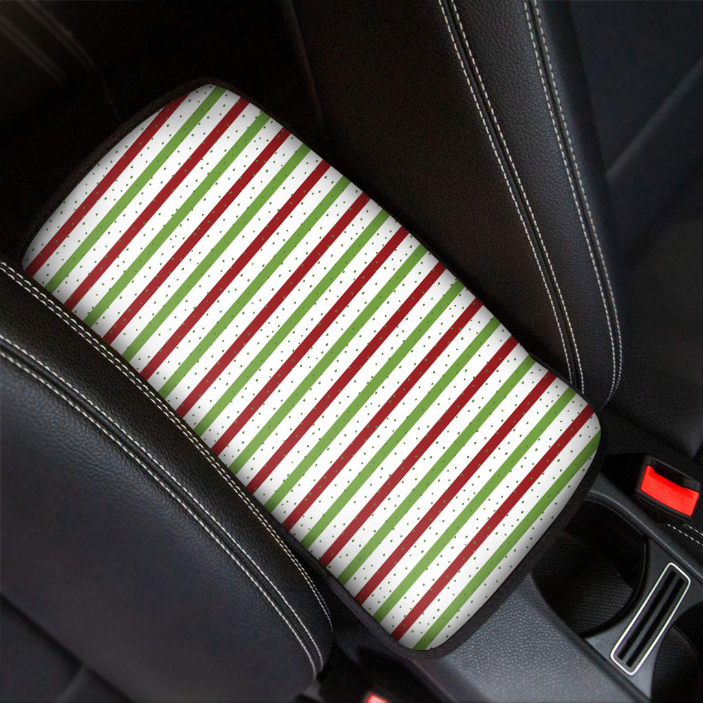 Merry Christmas Striped Pattern Print Car Center Console Cover