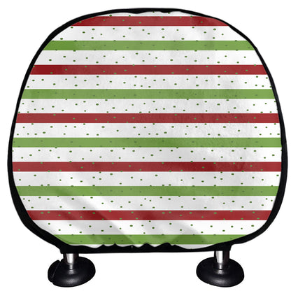 Merry Christmas Striped Pattern Print Car Headrest Covers