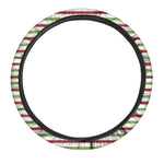 Merry Christmas Striped Pattern Print Car Steering Wheel Cover