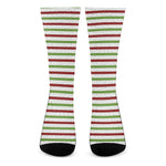Merry Christmas Striped Pattern Print Crew Socks