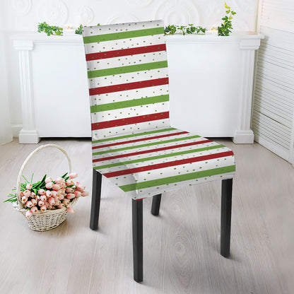 Merry Christmas Striped Pattern Print Dining Chair Slipcover