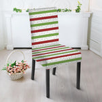 Merry Christmas Striped Pattern Print Dining Chair Slipcover