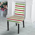 Merry Christmas Striped Pattern Print Dining Chair Slipcover