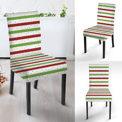 Merry Christmas Striped Pattern Print Dining Chair Slipcover
