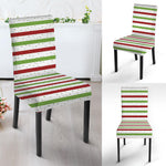 Merry Christmas Striped Pattern Print Dining Chair Slipcover