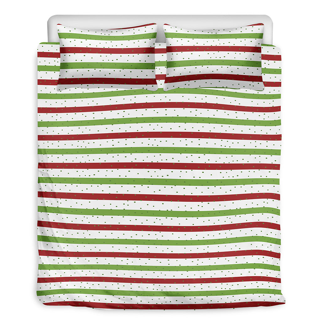 Merry Christmas Striped Pattern Print Duvet Cover Bedding Set
