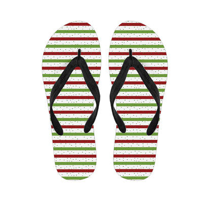 Merry Christmas Striped Pattern Print Flip Flops