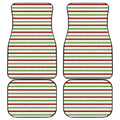 Merry Christmas Striped Pattern Print Front and Back Car Floor Mats