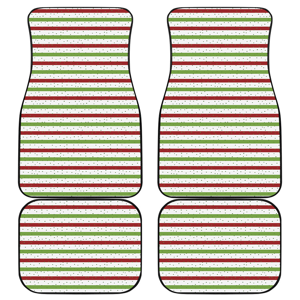 Merry Christmas Striped Pattern Print Front and Back Car Floor Mats