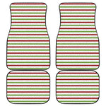 Merry Christmas Striped Pattern Print Front and Back Car Floor Mats