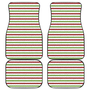 Merry Christmas Striped Pattern Print Front and Back Car Floor Mats