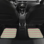 Merry Christmas Striped Pattern Print Front and Back Car Floor Mats