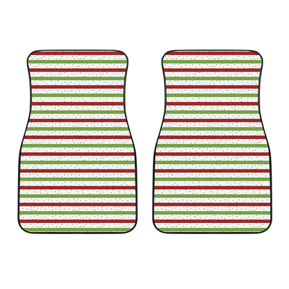 Merry Christmas Striped Pattern Print Front Car Floor Mats