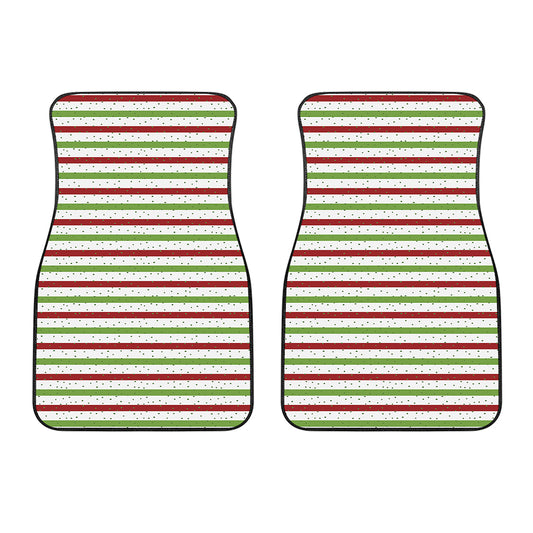 Merry Christmas Striped Pattern Print Front Car Floor Mats