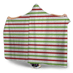 Merry Christmas Striped Pattern Print Hooded Blanket