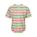 Merry Christmas Striped Pattern Print Men's Baseball Jersey