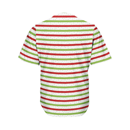 Merry Christmas Striped Pattern Print Men's Baseball Jersey