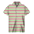 Merry Christmas Striped Pattern Print Men's Short Sleeve Shirt