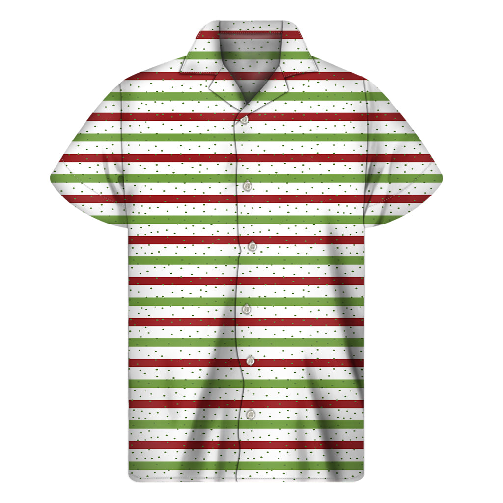 Merry Christmas Striped Pattern Print Men's Short Sleeve Shirt
