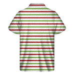 Merry Christmas Striped Pattern Print Men's Short Sleeve Shirt