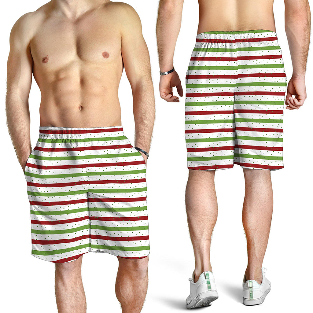 Merry Christmas Striped Pattern Print Men's Shorts