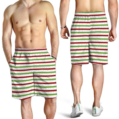 Merry Christmas Striped Pattern Print Men's Shorts