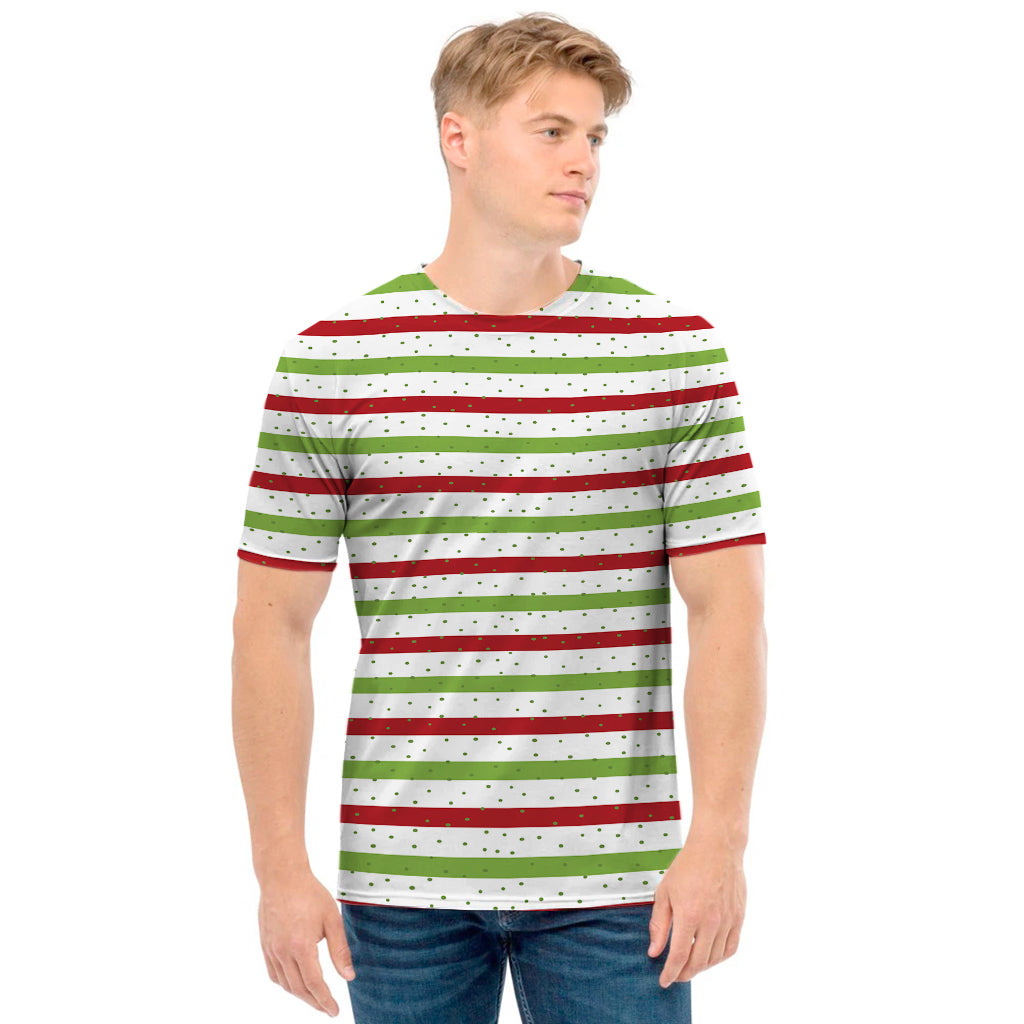 Merry Christmas Striped Pattern Print Men's T-Shirt