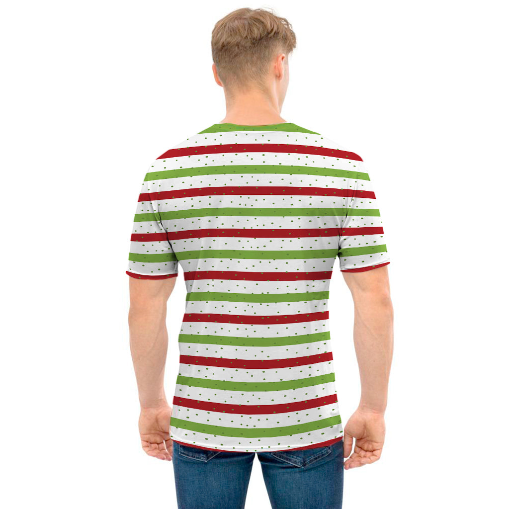 Merry Christmas Striped Pattern Print Men's T-Shirt