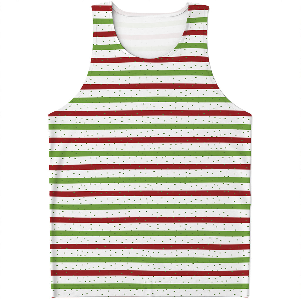 Merry Christmas Striped Pattern Print Men's Tank Top