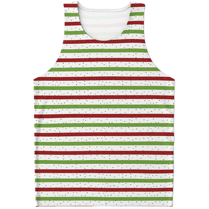 Merry Christmas Striped Pattern Print Men's Tank Top