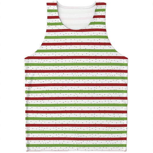 Merry Christmas Striped Pattern Print Men's Tank Top