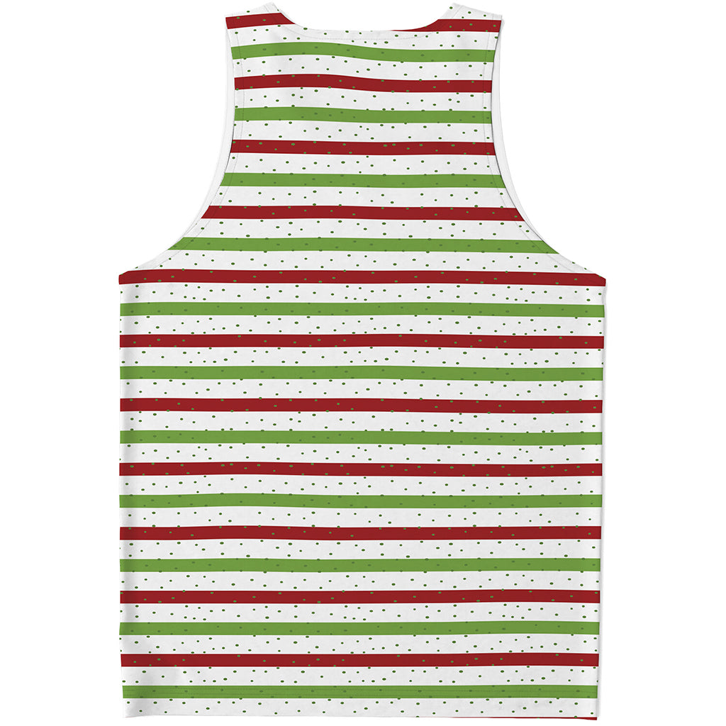 Merry Christmas Striped Pattern Print Men's Tank Top