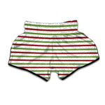 Merry Christmas Striped Pattern Print Muay Thai Boxing Shorts