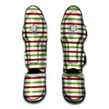 Merry Christmas Striped Pattern Print Muay Thai Shin Guards