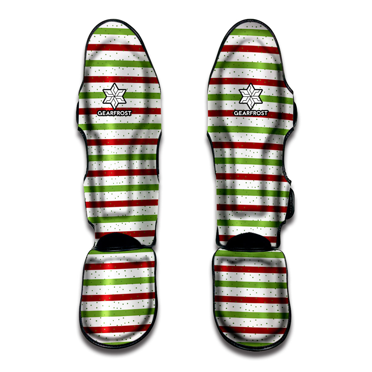 Merry Christmas Striped Pattern Print Muay Thai Shin Guard
