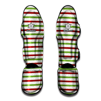 Merry Christmas Striped Pattern Print Muay Thai Shin Guard