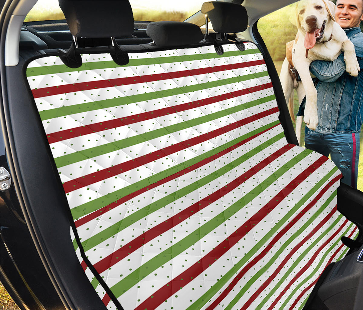 Merry Christmas Striped Pattern Print Pet Car Back Seat Cover