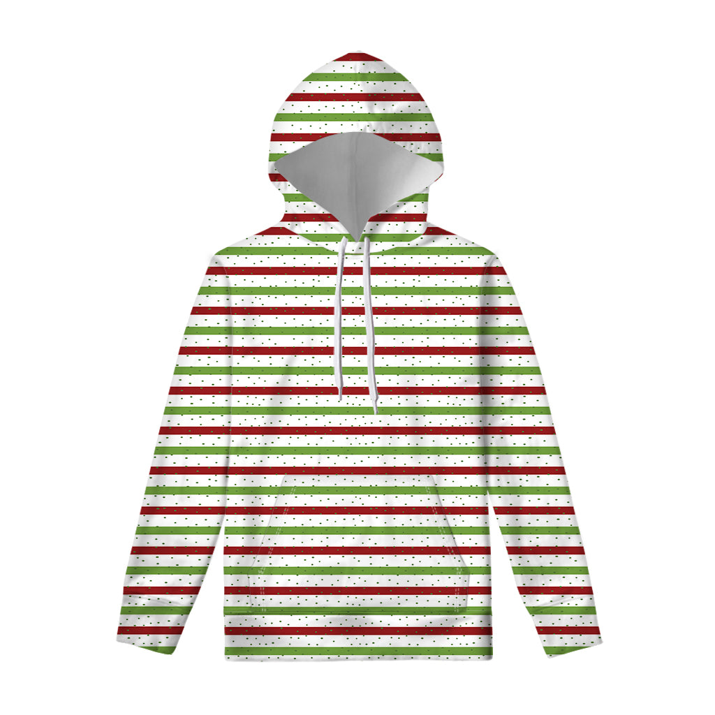 Merry Christmas Striped Pattern Print Pullover Hoodie
