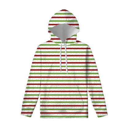 Merry Christmas Striped Pattern Print Pullover Hoodie