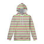 Merry Christmas Striped Pattern Print Pullover Hoodie
